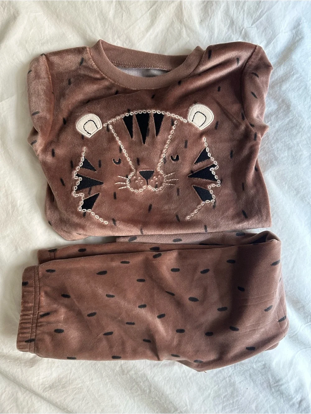 NWT Carter's Bedtime Brown Tiger Animal Print Pajama Set Toddler 3T